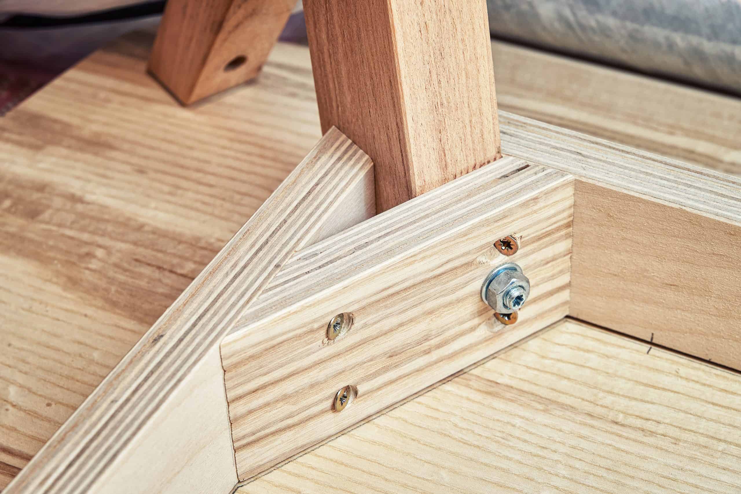 Corner,Of,Upside-down,Stylish,New,Table,Of,Plywood,,Veneer,And